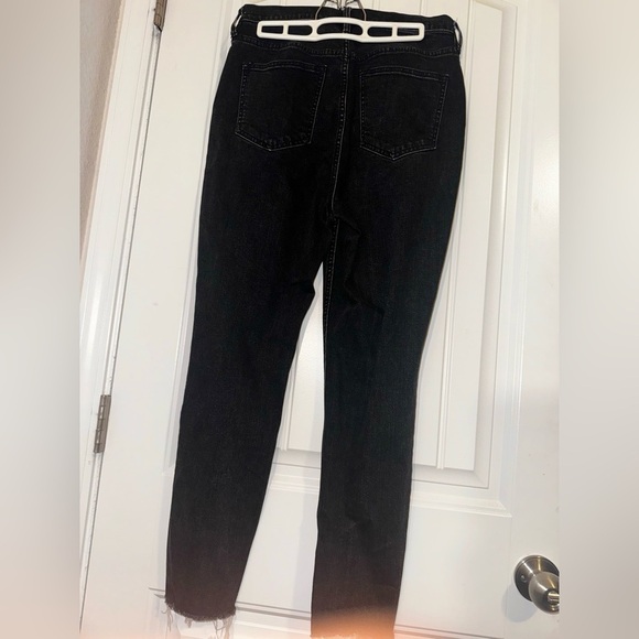 Free People Womens Curvy 29 Black Stretch Denim High Rise Skinny Button Fly Jean - Picture 8 of 13